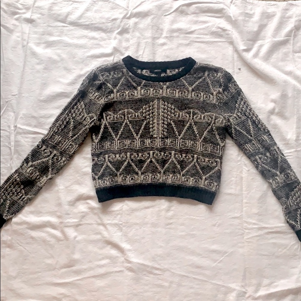 forever 21 knit black & white cropped sweater